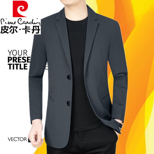 皮尔卡丹夏季冰丝弹力西装男免烫无痕小西服薄款夹克外套防晒上衣 蓝黑色 3XL (190) 165斤-180斤