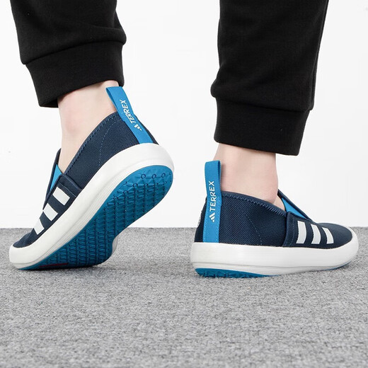 Adidas official men's shoes, new sports shoes, low top shoes, one-piece, lazy shoes, fashionable trendy canvas shoes, casual shoes, sea blue/shelf design 42