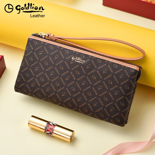
Goldlion wallet women's long zipper 2025 new handbag women's large capacity hand-held clutch bag mother's mobile phone bag large size [official authorization - one fake one and ten fines]