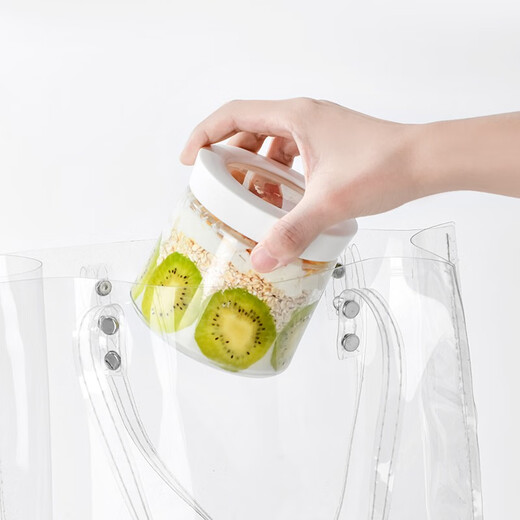 ASVEL Overnight Oatmeal Cup Portable Breakfast Cup with Lid Glass Sealed Large Capacity Oatmeal Milk Cup 330ML