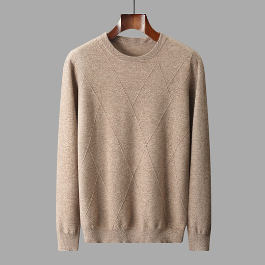 Ordos City 24 Automne et Hiver Pull en Cachemire pour Hommes Col Rond Jacquard Épaissie Tricoté Pull Mode Casual Business Produit dans la Ville d'Ordos - Doulu 2XL