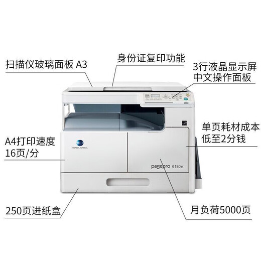 Konica Minolta 6180en/205i/215i/225i/227i/247i a3 imprimante sans fil wifi noir et blanc laser réseau copie et impression tout-en-un bureau 225i + chargeur de documents (95 % de nouvelles commandes, consultez d'abord le service client)