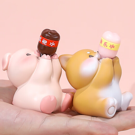 快乐吨吨桌面小摆件可爱动物喝卡通公仔树脂汽车摆饰 我想开了小兔（小灯＋彩盒）