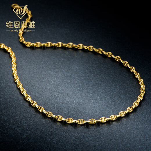 Vienna 18K gold necklace/men's thick shiny Japanese chain/new style/45-65CM 60cm14.4-14.5g 4.4mm