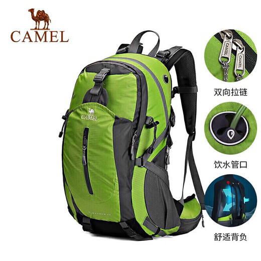 骆驼登山包户外双肩包男女大容量越野多功能轻量旅行背包4O001经典黑
