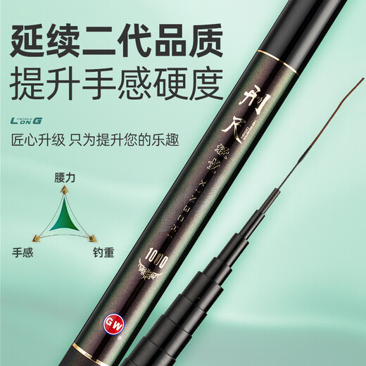 Guangwei (GW) 10-meter light-weight fishing rod, full-foot long rod, traditional fishing rod, 28-adjustable ultra-light and ultra-hard fishing rod, hand rod and nest rod