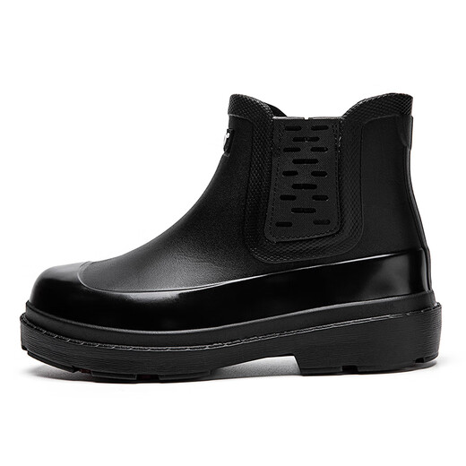 Rutsch nicht rutschfeste wasserdichte kurze Röhrchen Außenstiefel Chelsea Short Stiefel Wasserschuhe Regenstiefel plus Samt warme schwarze einschicht 42 41/42