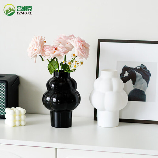 
Lumke vase glass vase hydroponic container study internet celebrity ornament decoration modern simple light luxury black 6996