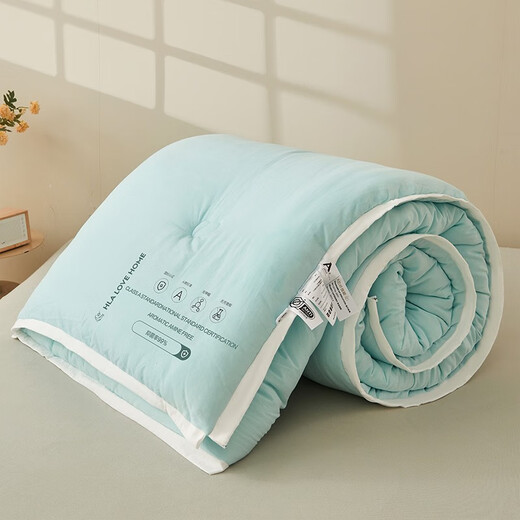 HaiLan Home (HLA) quilt spring and autumn quilt core Class A antibacterial super soft soy fiber air conditioner Door household single and double summer cool quilt [Class A super soft antibacterial] Cyan-white edge 200*230cm/about 8 Jin [Jin equals 0.5 kg]