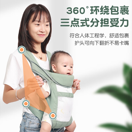 Beiyinfang recién nacido correa de bebé bebé horizontal frontal abrazo de abrazo de abrazo simple para bebés liviano sencillo manos de artefactos gratis menta verde* estilo neto