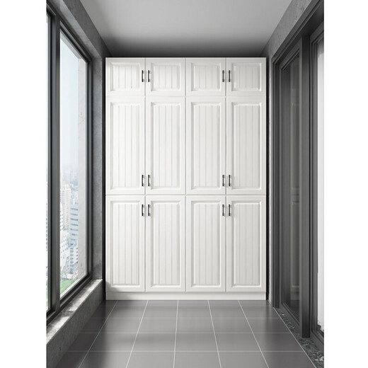 Bumanlen solid wood sunscreen wall storage cabinet large capacity shoe cabinet floor-standing moisture-proof bay window cabinet custom-made sundry cabinet six-door model length 120 depth 50 height 200 free installation