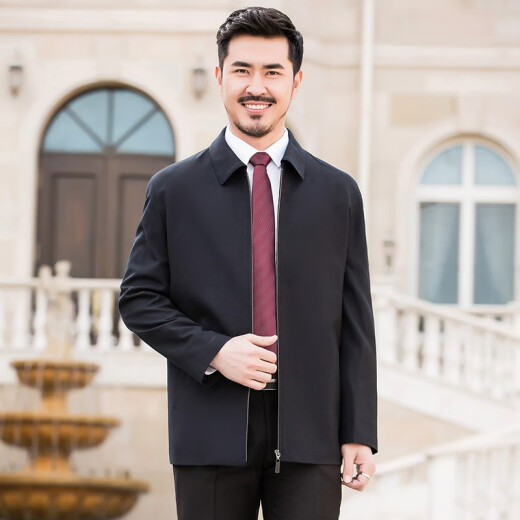 
Hongdu Jacket Men's Long Sleeve Lapel Jacket Wool Spring and Autumn Jacket Middle-aged and Elderly Jacket Men's Daddy Outfit JT5178-9 185/100XXL
