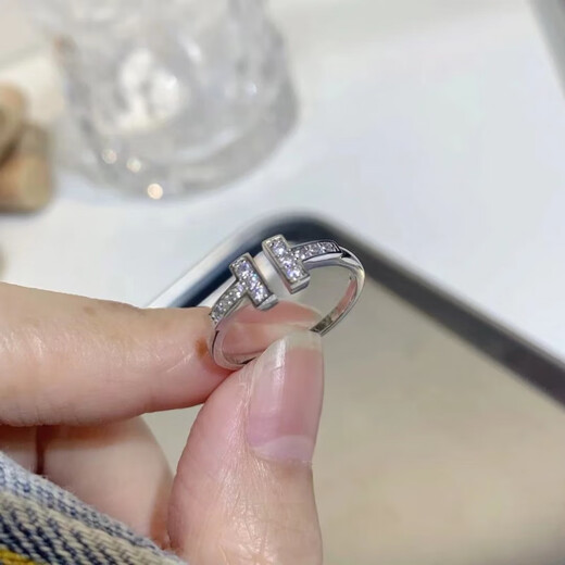 DL 1998 Fat Donglai same style platinum diamond ring imported technology moissanite diamond l ring full of diamonds PT950 white l gold stacked 28 points 7 diamond style