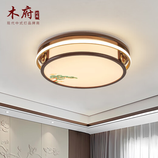 MUFU 2025 NUEVA Lámpara de sala de estar de estilo chino Lámpara de techo atmosférica Simple Modern Comedor Lámpara principal Lámpara de madera maciza longitud lateral grande 690 mm