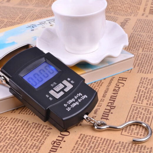 Daily spring scale portable accurate 20kg electronic scale weighing 50Kg mini express scale luggage portable high-precision black Chinese version