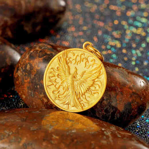 Erli Phoenix Nirvana Reborn from the Fire Pure Gold Pendant 18K Gold Platinum Pure Gold Niche Original Design Men's and Women's Necklace 999 Pure Gold Small Edition (Customized)