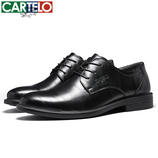 CARTELO leather shoes men cowhide business casual soft sole soft leather suit formal wear derby shoes men 6260 black 42