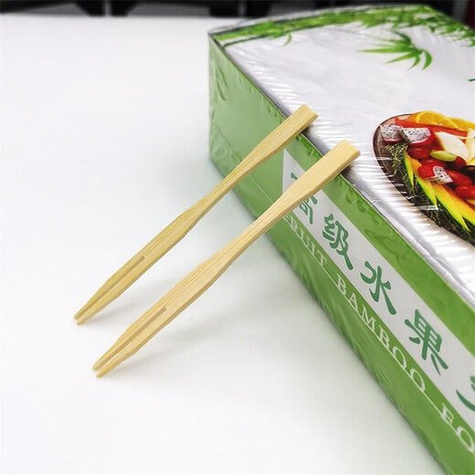ULKNN bamboo fruit fork cake fork individually packaged small fork disposable fruit picks natural bamboo sushi fork signature 1 bamboo fork + 1 napkin, 100 sets in total in bags