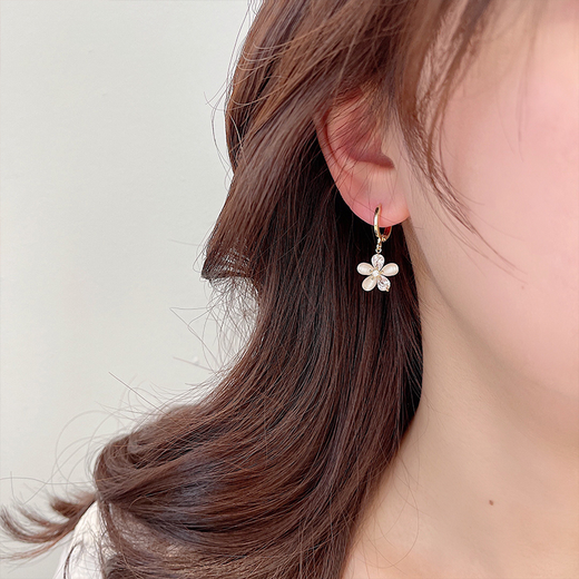 Idel flower earrings for women Korean temperament internet celebrity fashion versatile tassel earrings high-end light luxury earrings synthetic opal rhinestone flower earrings E1996