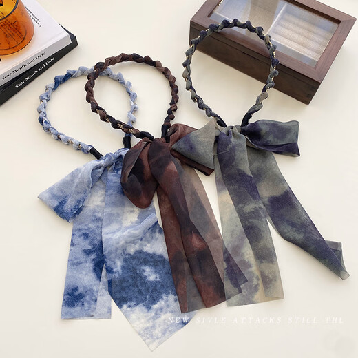 Mixin streamer headband female Korean simple hairband bow braided hair rope headdress sweet super fairy hairpin internet celebrity headband ink gray