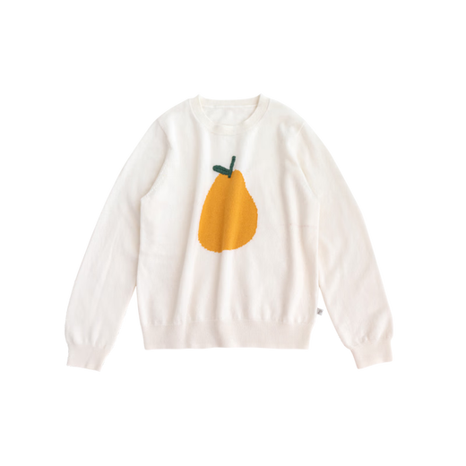 YOUGE Autumn and Winter Parent-child Vitality Fruit Cashmere Sweater Infant and Toddler Warm Contrast Color Three-dimensional Jacquard Top Off-White Adult Style 160 cm