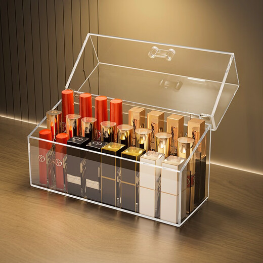 KAMAN Lipstick Storage Box Dust-Proof Lip Glaze Lipstick Organizer Box Transparent Acrylic Desktop Cosmetics Storage Rack Women's Day 24-Gate Dust-Proof Lipstick Box 1
