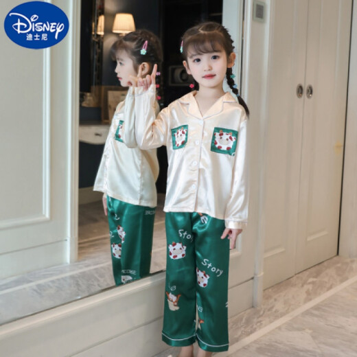 
Disney Girls Ice Silk Pure Cotton Pajamas Children's Summer Thin Medium and Large Children's Baby Set Spring and Summer Air Conditioning Home [Short Sleeve Trousers] 1049 Pink 150 S Size (suitable for weight 65-85 Jin [Jin equals 0.5 kg])
