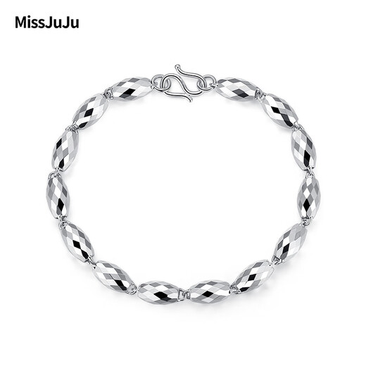 Miss JuJu pt950 platinum bracelet for men, platinum olive bead bracelet for women, fashionable shiny bracelet, weight 9.59g, length 21cm, thickness about 6mm