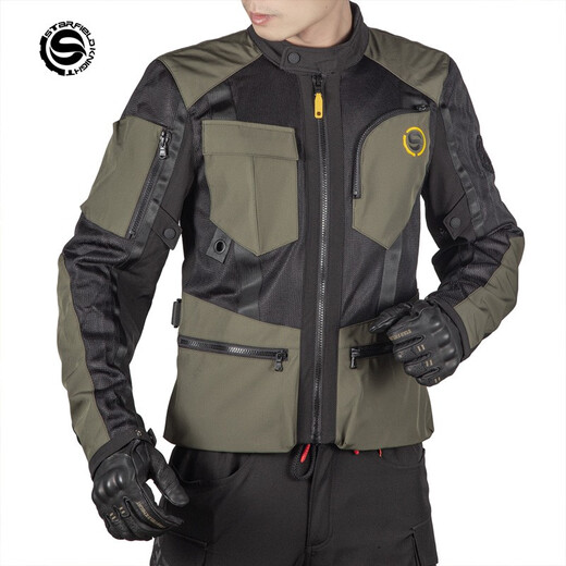 
Star Knight summer motorcycle riding suit motorcycle suit set men and women mesh anti-fall racing suit cycling trousers functional retro SKJ-826 military green top S