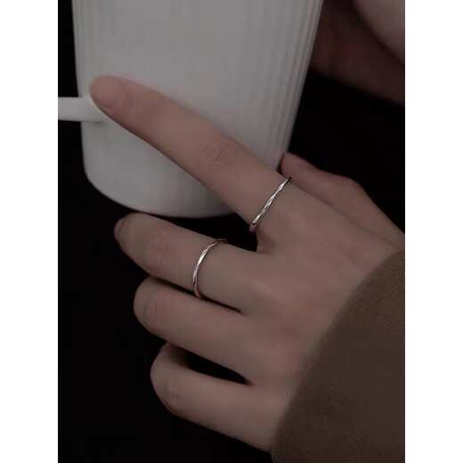 DL 1998 Fat Donglai same style plain ring 925 silver niche design index finger ring simple cold style ring versatile jewelry 925 silver thin wave ring opening adjustable