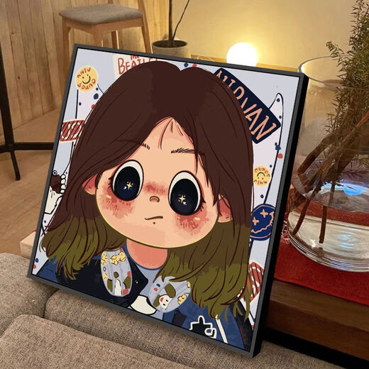 
Meisan (Meian) cute girl digital oil painting DIY hand-filled oil painting cartoon cartoon coloring healing decoration hanging painting RS12342 30*30cm