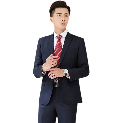 Yuanjie (door-to-door measurement) Yuanjie tailor-made navy blue men's suit casual suit slim professional suit gray jacket + pants tailor-made