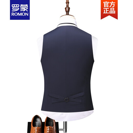 罗蒙ROMON轻奢西装马甲男韩版修身商务上班正装职业装结婚新郎礼服伴郎服马夹背心坎肩男装 藏青色 175
