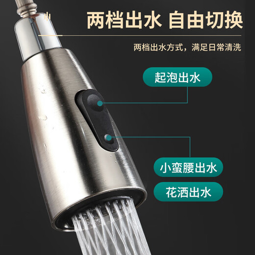 一靓 厨房洗菜盆抽拉式水龙头替换头可伸缩花洒防溅水嘴喷头配件大全 电镀【起泡出水+花洒出水】