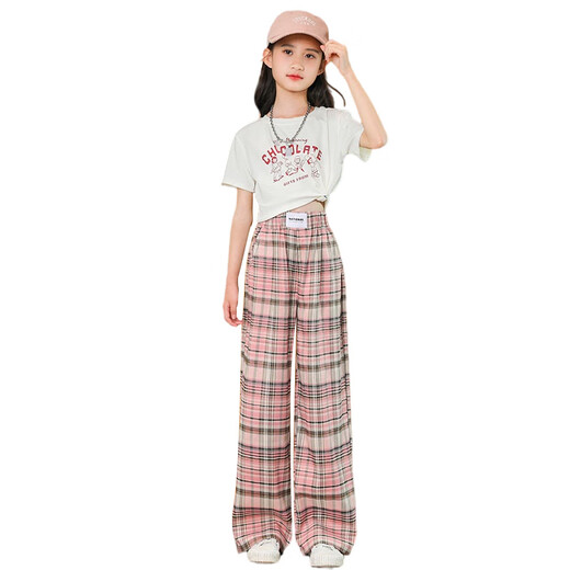 优优1点（Yoyo one）2025新款夏季女童短袖套装夏天洋气时髦儿童夏装休闲裤子女大童装 9889白色+15009紫色 160cm