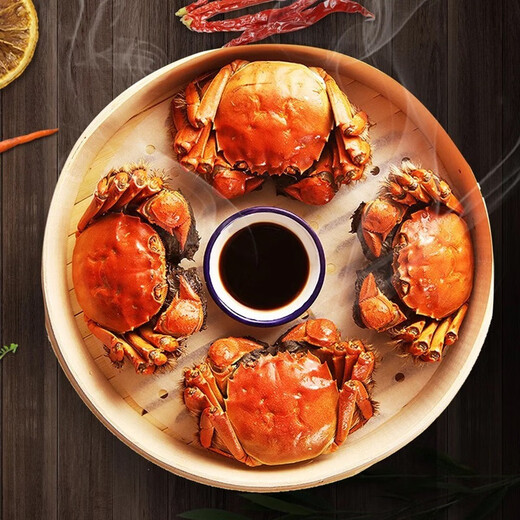 Live crabs Lake fresh Yangcheng hairy crabs whole female 3.3-3.6 pairs 8 pieces with rope feet removed fresh stock fresh aquatic products extra large crab gift seafood gift box