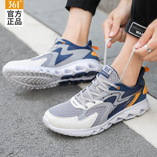 361°男鞋运动鞋男跑步鞋夏秋季透气网面鞋休闲轻便学生户外鞋子男 太空灰/工业蓝-2 43