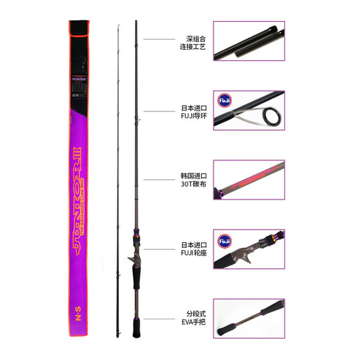 NS BlackHole24 Chaoyang Luya rod fishing rod straight handle gun handle rod insect rod universal rod rod erect mouth fish mandarin fish insect rod far-drop rod 2.01m S-672ML straight handle super fast adjustment