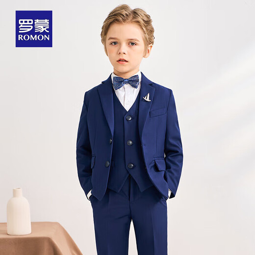 
Romon children's suit vest suit boy flower boy host dress boy piano performance costume navy blue 130