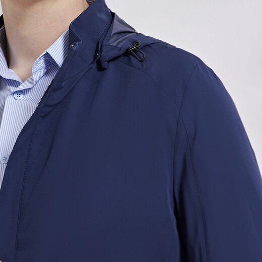 YOUNGOR single executive jacket men's stand-up collar hooded removable single jacket polyester fiber not easy to wrinkle, shape-keeping, elastic and durable VJJK424974FQA navy blue M 170/92A