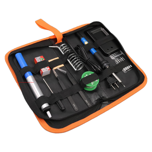 Guangqian (CNZGGQ) small empty soldering iron tool bag, electric soldering iron network cable pliers handbag, multi-functional repair wear-resistant portable electrician special PU tool bag, tool bag empty bag - does not contain any tools