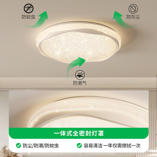 大观园（DGY）客厅吸顶灯北欧星光现代简约客厅主灯大气极简氛围护眼灯具687O 圆形-40cm-三色变光-24W-全光谱