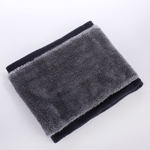 FitonTon neck scarf men's winter solid color thickened warm neck gaiter plus velvet cold scarf neck gaiter FTW0030 black