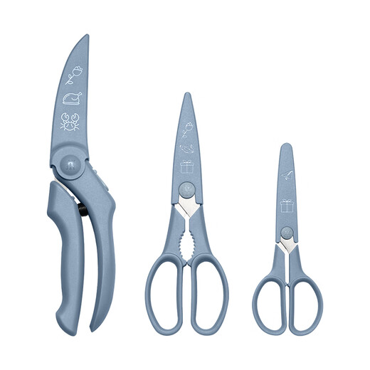 ZWILLING Scherenset Küche Haushalt Multifunktionsschere 3-teiliges Set Lebensmittelschere Edelstahl Tragbare Küchenschere Meersalz Blau-Schere 3-teiliges Set
