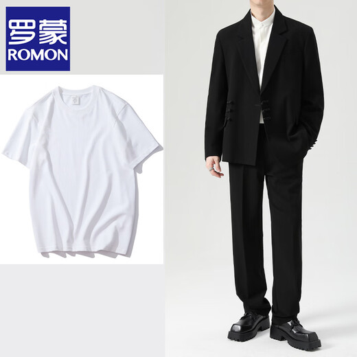 ROMON New Chinese tunic suit, stand collar, engagement groom suit, men's wedding, high-end national style suit jacket, single jacket M