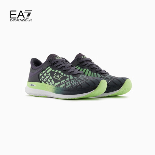 EMPORIO ARMANI/阿玛尼官方旗舰EA7/新款男女情侣款跑步运动休闲鞋2025夏季 R983-黑色/草绿色 44