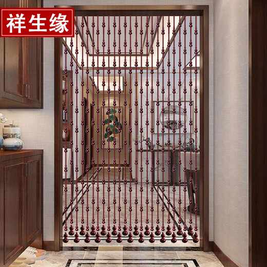 祥生缘（XSYUAN）桃木葫芦珠帘门帘隔断帘水晶帘子客厅卧室卫生间厕所玄关珠帘挂帘 原木色 21条1.76米长_挂0.6-0.8米宽