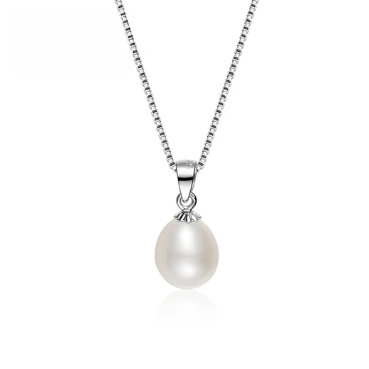 Moonlight 925 silver freshwater pearl pendant 8-9mm drop-shaped pearl pendant single birthday gift for elders