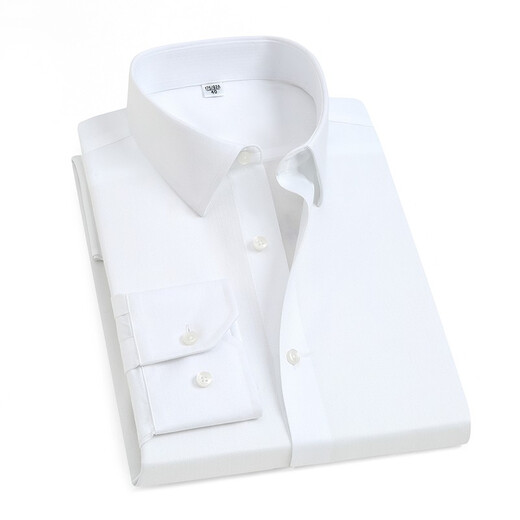 Vancl Eslite Camisa de manga larga para hombres Negocios para hombres sin hierro Formal de algodón 80 Jacquard Strip Camisa Blanca 41
