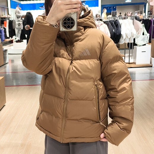 阿迪达斯 （adidas）羽绒服女装2024秋冬新款运动服保暖连帽上衣夹克外套JV6191 JV6191棕色 M